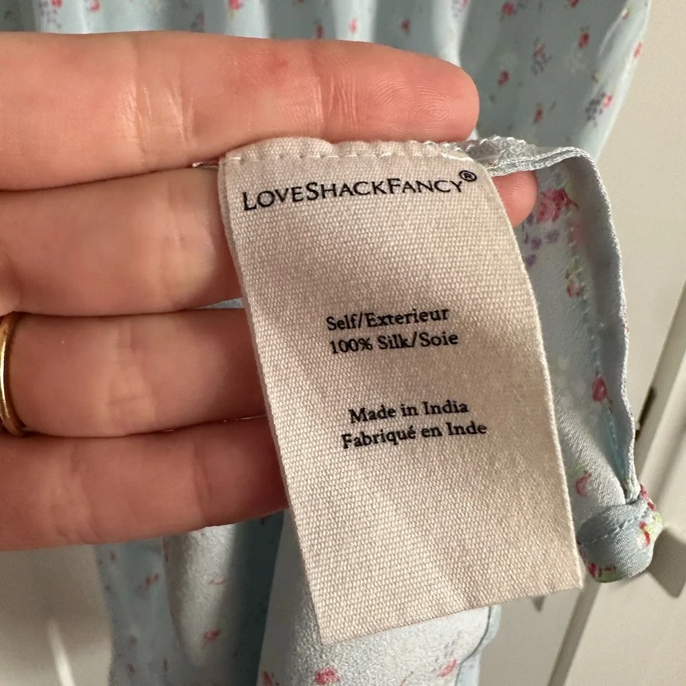 NWT LoveShackFancy Meg Midi Dress blue ribbon size small - Picture 4 of 5